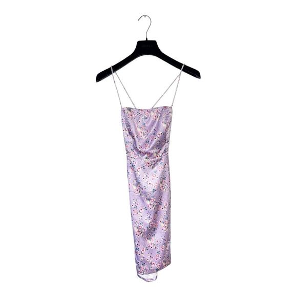 Amour NWT Floral Lavender Open Back Mini Dress Small - Picture 1 of 6